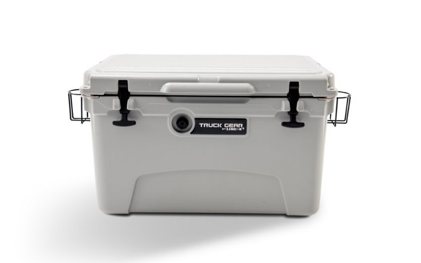 Truck Gear Beverage Cooler, Expedition, 45 Quart, Hard, Uses Ice, Truck Gear by Line-X Logo, Gray – COOLER45
