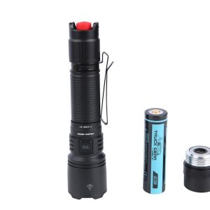Truck Gear Flashlight, Handheld with Pocket Clip, LED or Halogen, Clear, Multiple Beam with 350 Meter Distance, Black Aluminum Housing – FLSHLIGHT