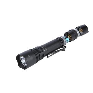 Truck Gear Flashlight, Handheld with Pocket Clip, LED or Halogen, Clear, Multiple Beam with 350 Meter Distance, Black Aluminum Housing – FLSHLIGHT