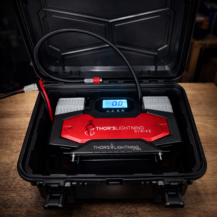 Thors Lighti Air Compressor, AirVault2, Portable, 150 PSI Maximum Working Pressure, 10.6 Cubic Feet Per Minute, Battery Clamps – AV2STRIKE001