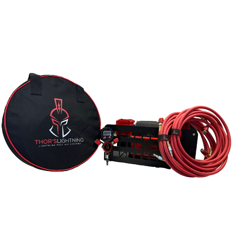 Thors Lighti Air Compressor, Ultimate Setup, Portable, 150 PSI Maximum Working Pressure, 10.6 Cubic Feet Per Minute, Battery Clamps – ULT003RDK