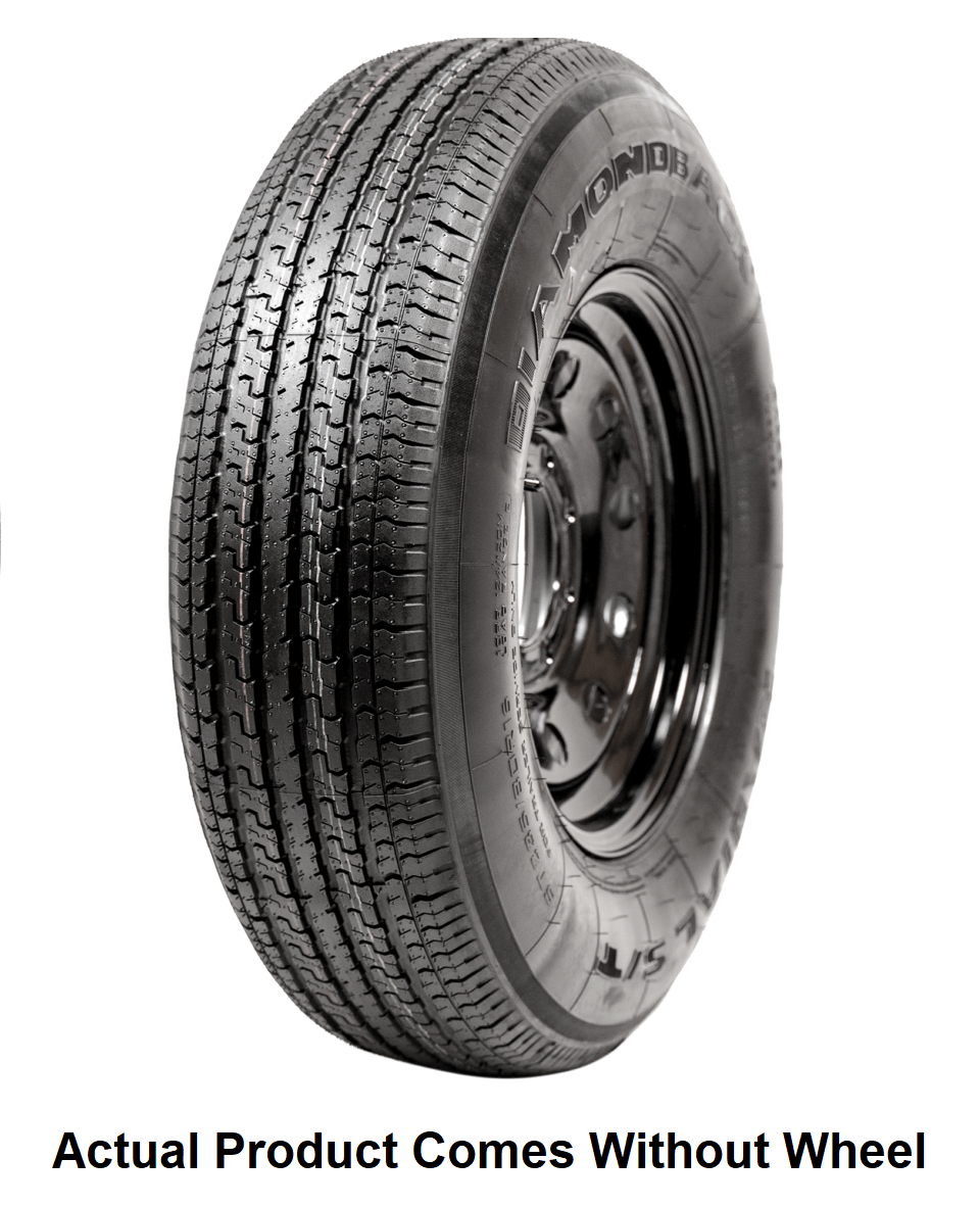 Taskmaster Tire, Diamondback, ST205 X 75R14, Trailer, Radial, Black Sidewall, Tubeless, Non Directional Tread Design – 1014DB60020