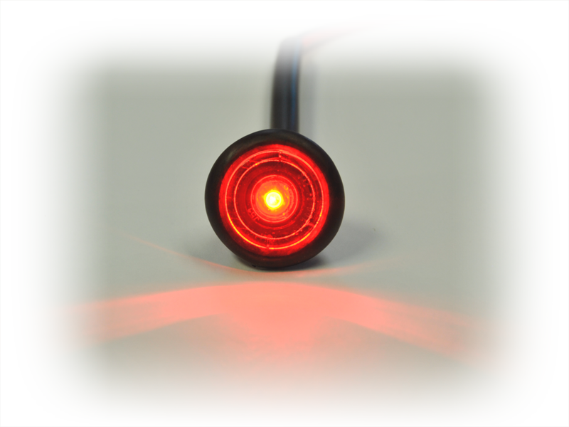 Jammy Side Marker Light, 53 Series, Round, Red Lens, Black Trim, LED, Red Bulb, 3/4 Inch Diameter, 60 Milliampere, Single – J-53-R