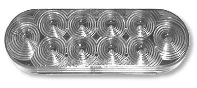 Jammy Trailer Light, 66 Series, Stop/Turn/Tail/ Backup/ Reverse Light, LED, Oval, Clear Lens, 6 Inch, 10 Diode Configuration – J-66-C