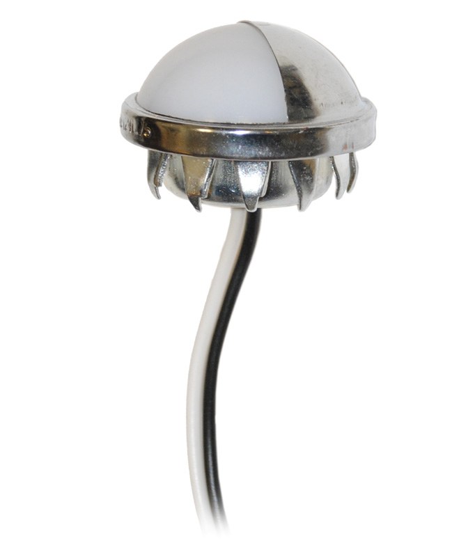 Jammy License Plate Light, EC2 Series, Mounts to 1-1/4 Inch Hole License Plate, LED, Silver Housing, Frosted Lens, 1-1/2 Inch Diameter – J-EC2L