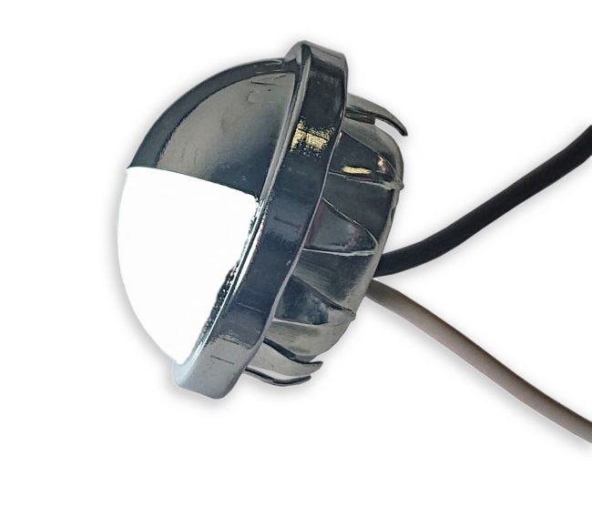 Jammy License Plate Light, EC2 Series, Mounts to 1-1/4 Inch Hole License Plate, LED, Silver Housing, Frosted Lens, 1-1/2 Inch Diameter – J-EC2L