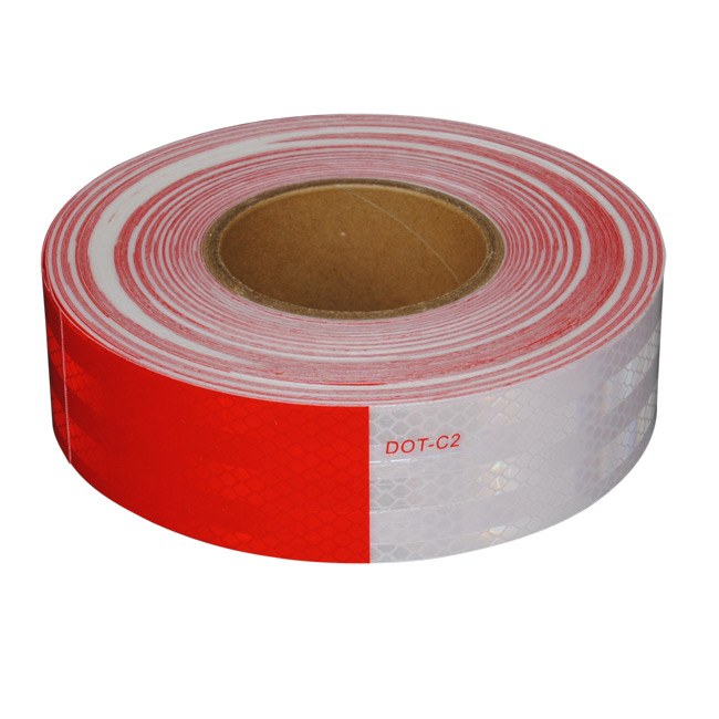 Jammy Reflective Tape, Light Reflective, 2 Inch Width X 150 Foot Length, 6 Inch Red/ 6 Inch White, Micro Prismatic – J-PGT-6Y