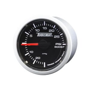 Turbosmart Gauge Boost/ Vacuum, 2-1/16 Inch, Mechanical, 0-30 PSI, Black Face/ Silver Bezel, Illuminated – TS-0101-2023