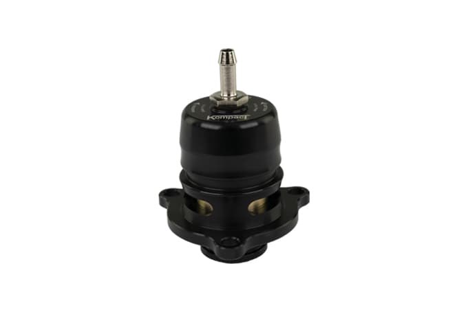 Turbosmart Turbocharger Blow Off Valve, Kompact Shortie, 50/50 Recirculation/ Vent to Atmosphere, Dual Port, Black, Aluminum – TS-0203-1064