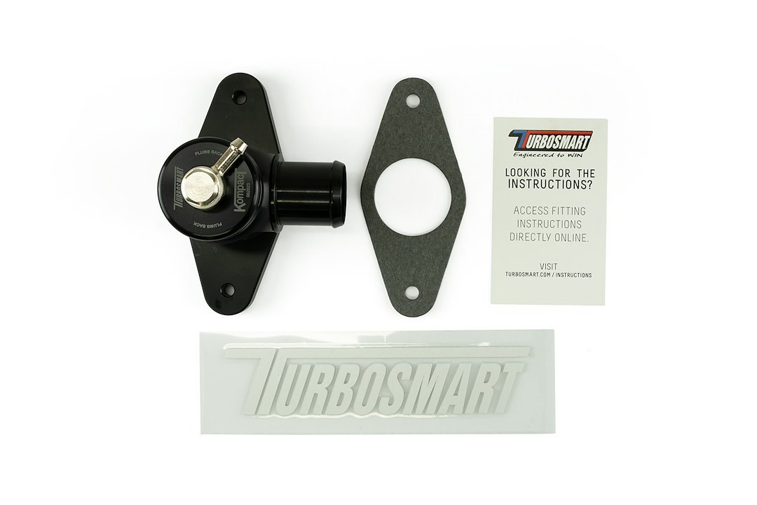 Turbosmart Turbocharger Blow Off Valve, Kompact, Recirculating, Black, Aluminum, With Gasket/ Green Spring – TS-0203-1209