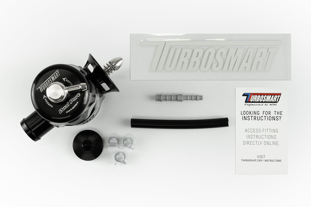 Turbosmart Turbocharger Blow Off Valve, Smart Port, Vent to Atmosphere, Dual Port, Black, Aluminum – TS-0215-1018