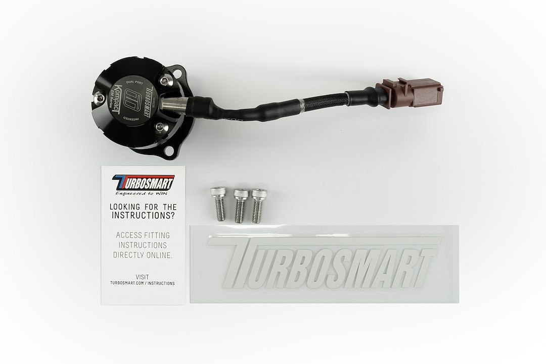 Turbosmart Turbocharger Blow Off Valve, Kompact Em, Plug and Play, Recirculating/ Vent to Atmosphere, Dual Port, Black, Aluminum – TS-0223-1063