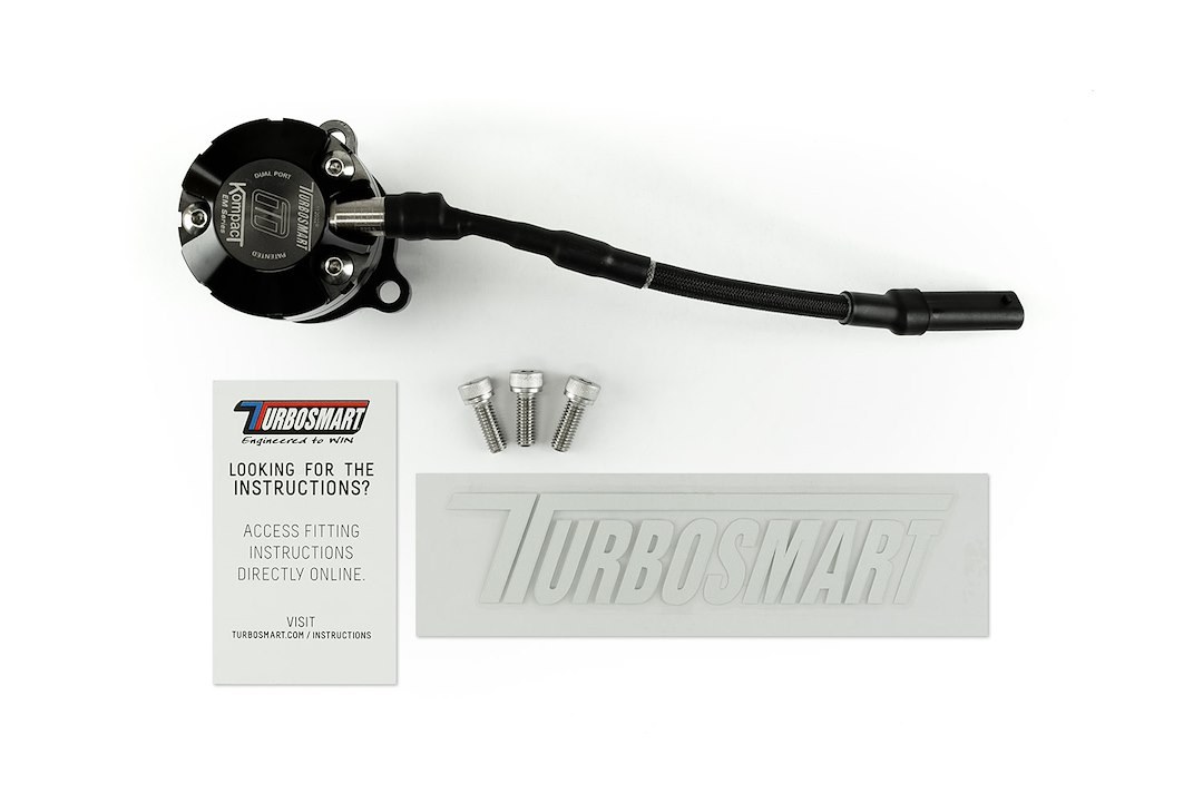 Turbosmart Turbocharger Blow Off Valve, Kompact Em, Plug and Play, Recirculating/ Vent to Atmosphere, Dual Port, Black, Aluminum – TS-0223-1066