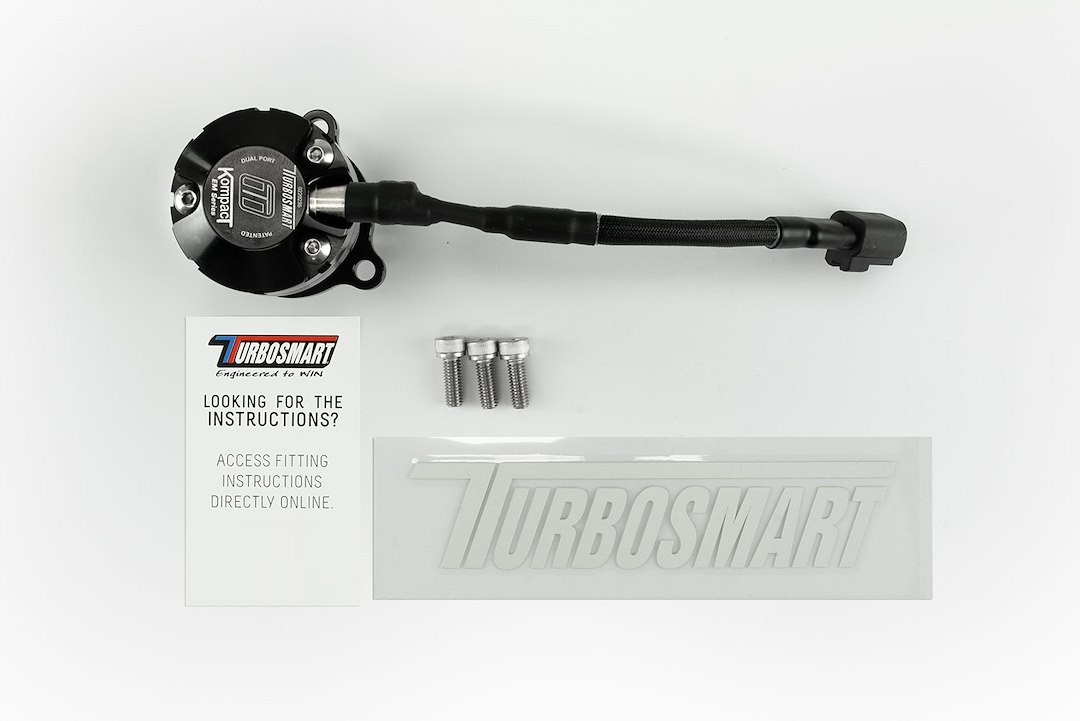 Turbosmart Turbocharger Blow Off Valve, Kompact Em, Plug and Play, Vent to Atmosphere, Dual Port, Black, Aluminum – TS-0223-1068