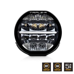Triplerlight Driving/ Fog Light, Sentinel, LED Bulb, 12 High Output Premium Bin LED Bulbs, 7 Inch Round – 0S7-US-STD-SM