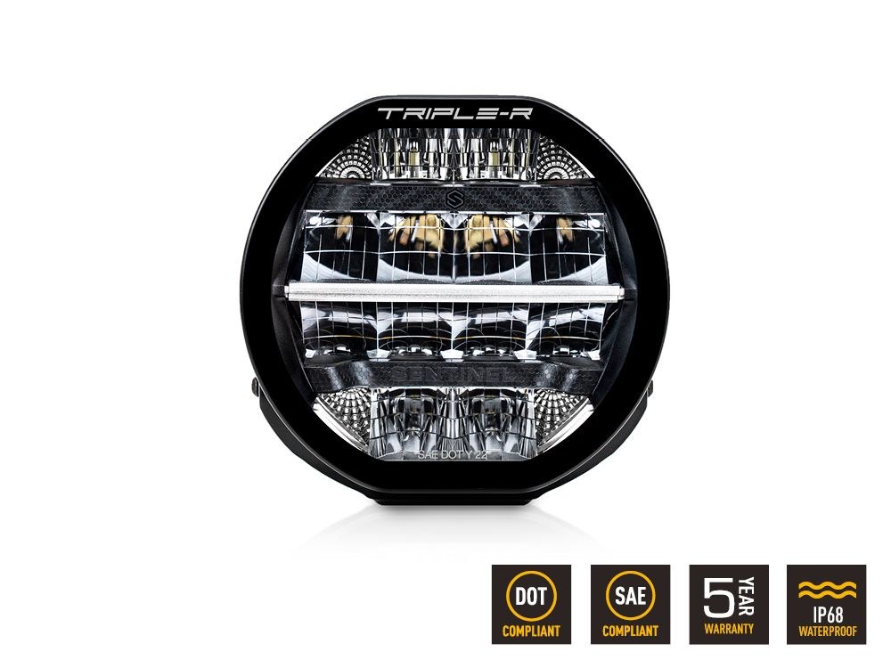 Triplerlight Driving/ Fog Light, Sentinel, LED Bulb, 12 High Output Premium Bin LED Bulbs, 7 Inch Round – 0S7-US-STD-SM