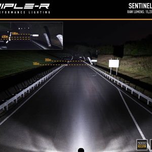 Triplerlight Driving/ Fog Light, Sentinel Elite, LED Bulb, 32 LED Bulbs, 9 Inch Round, 145 Watt Bulbs Amp Draw 10.1 Amp at 14.4 Volt – 0S9-US-ELITE-WM