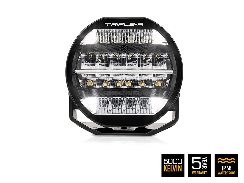 Triplerlight Driving/ Fog Light, Sentinel, LED Bulb, 20 High Output Premium Bin LED Bulbs, 9 Inch Round – 0S9-US-PL-WM