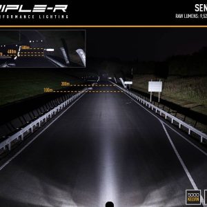 Triplerlight Driving/ Fog Light, Sentinel, LED Bulb, 20 High Output Premium Bin LED Bulbs, 9 Inch Round – 0S9-US-PL-WM
