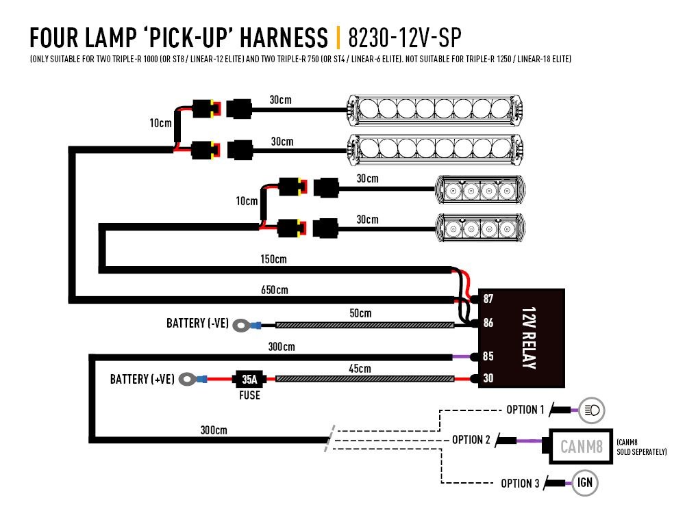 Triplerlight Light Bar Wiring Harness – 8230-12V-SP