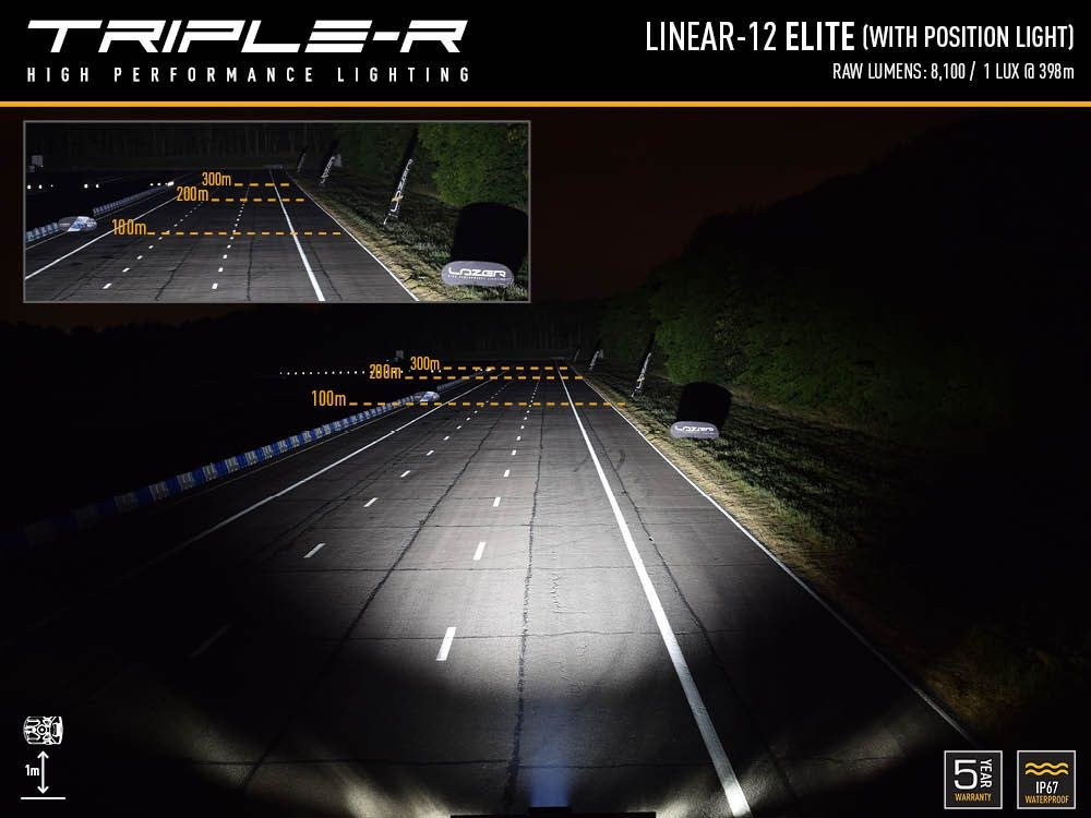 Triplerlight Light Bar, Linear-12 Elite, LED Bulbs, 15.04 Inch Length, 24 High Output 3 Watt Leds, 5.8 Amps at 14.4 Volt – LNR-PL-12