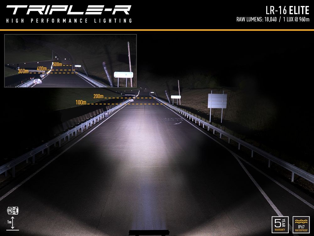 Triplerlight Light Bar, LR-16 Elite, LED Bulbs, 30.12 Inch Length, 16 High Output Premium Bin Leds, 14.4 Amps at 14.4 Volt – LR16-EL-B