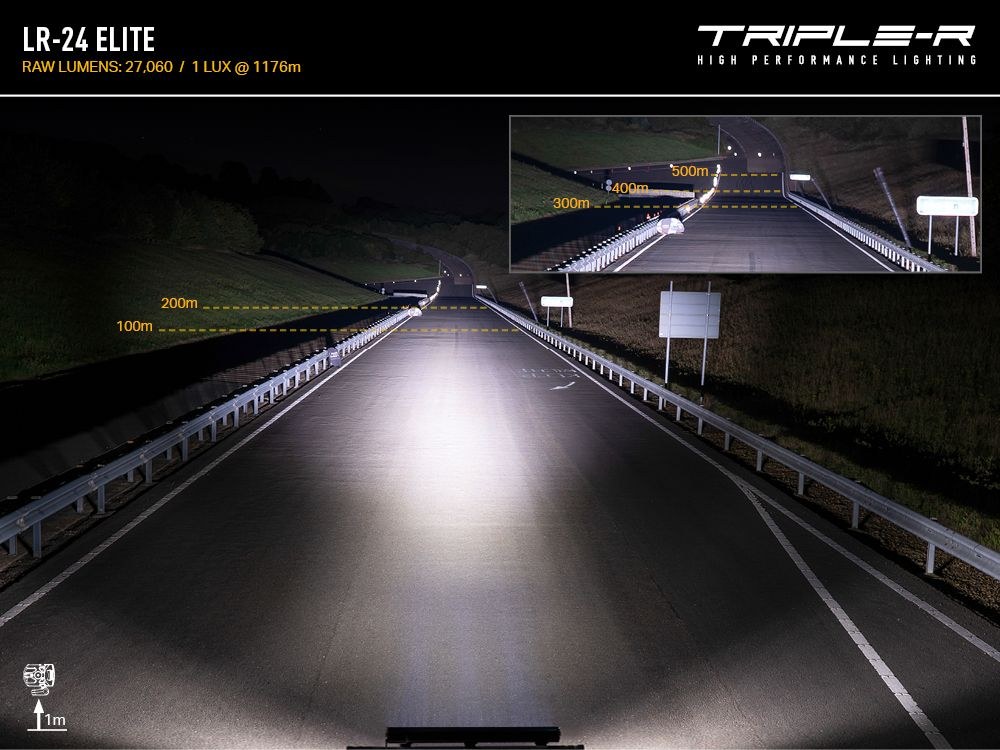 Triplerlight Light Bar, LR-24 Elite, LED Bulbs, 44.3 Inch Length, 24 High Output Premium Bin Leds, 21.7 Amps at 14.4 Volt – LR24-EL-B
