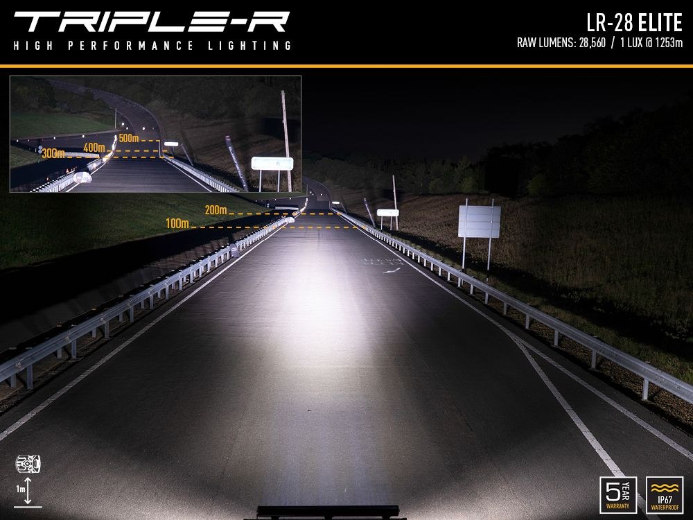 Triplerlight Light Bar, LR-28 Elite, LED Bulbs, 51.4 Inch Length, 28 High Output Premium Bin Leds, 22.6 Amps at 14.4 Volt – LR28-EL-B