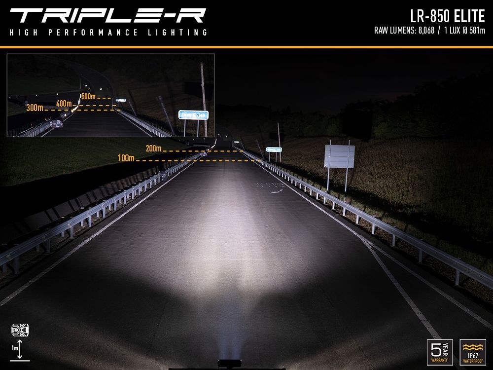 Triplerlight Light Bar, LR-850 Elite, LED Bulbs, 12.7 Inch Length, 6 High Output Premium Bin Leds, 5.1 Amps at 14.4 Volt – LR6-EL-B