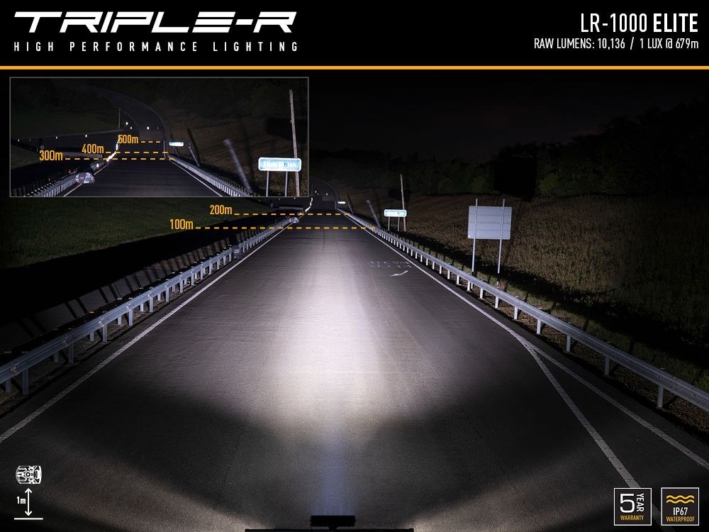 Triplerlight Light Bar, LR-1000 Elite, LED Bulbs, 16.14 Inch Length, 8 High Output Premium Bin Leds, 7.2 Amps at 14.4 Volt – LR8-EL-B