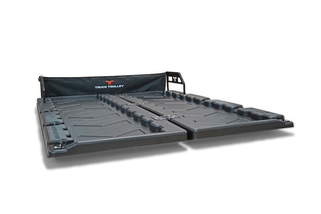 Truck Trolle Bed Slide, Foldable, 300 Pound Capacity, 62-1/2 Inch Length X 47-3/4 Inch Width X 4 Inch Height, Black, Hdpe Plastic Trays – TT2201