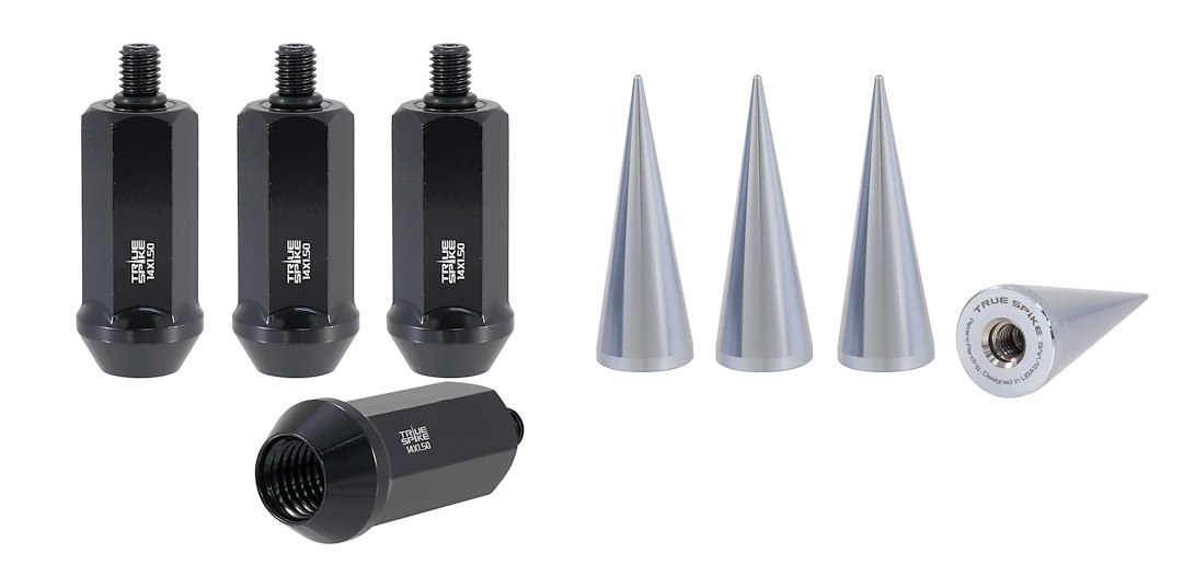 True Spike Lug Nut, 14 Millimeter X 1.5 Thread Size, 60 Degree Conical, Acorn Duplex, 2.008 Inch/ 51 Millimeter Overall Length, Black – 141551K220