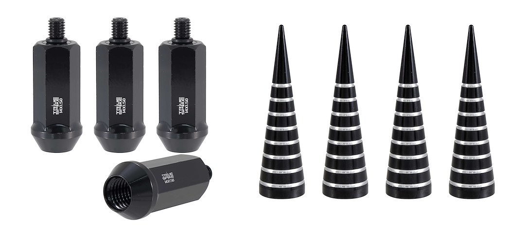 True Spike Lug Nut, 14 Millimeter X 1.5 Thread Size, 60 Degree Conical, Acorn Duplex, 2.008 Inch/ 51 Millimeter Overall Length, Black – 141551K442