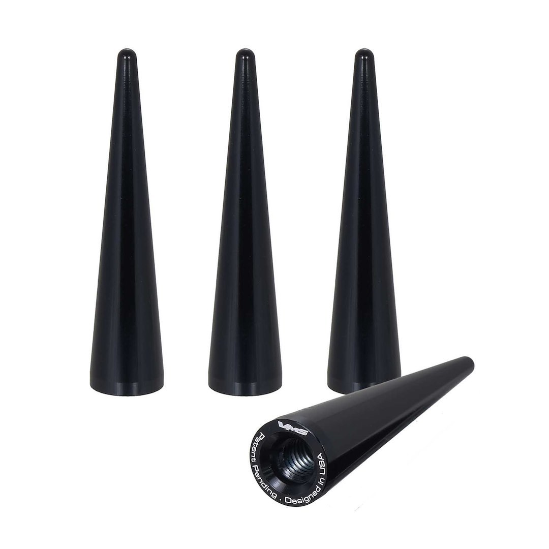 True Spike Lug Nut Cover, Anodized, Black, Billet Aluminum, 73 Millimeter Length, Spike Style, Set of 4 – LGC002BK