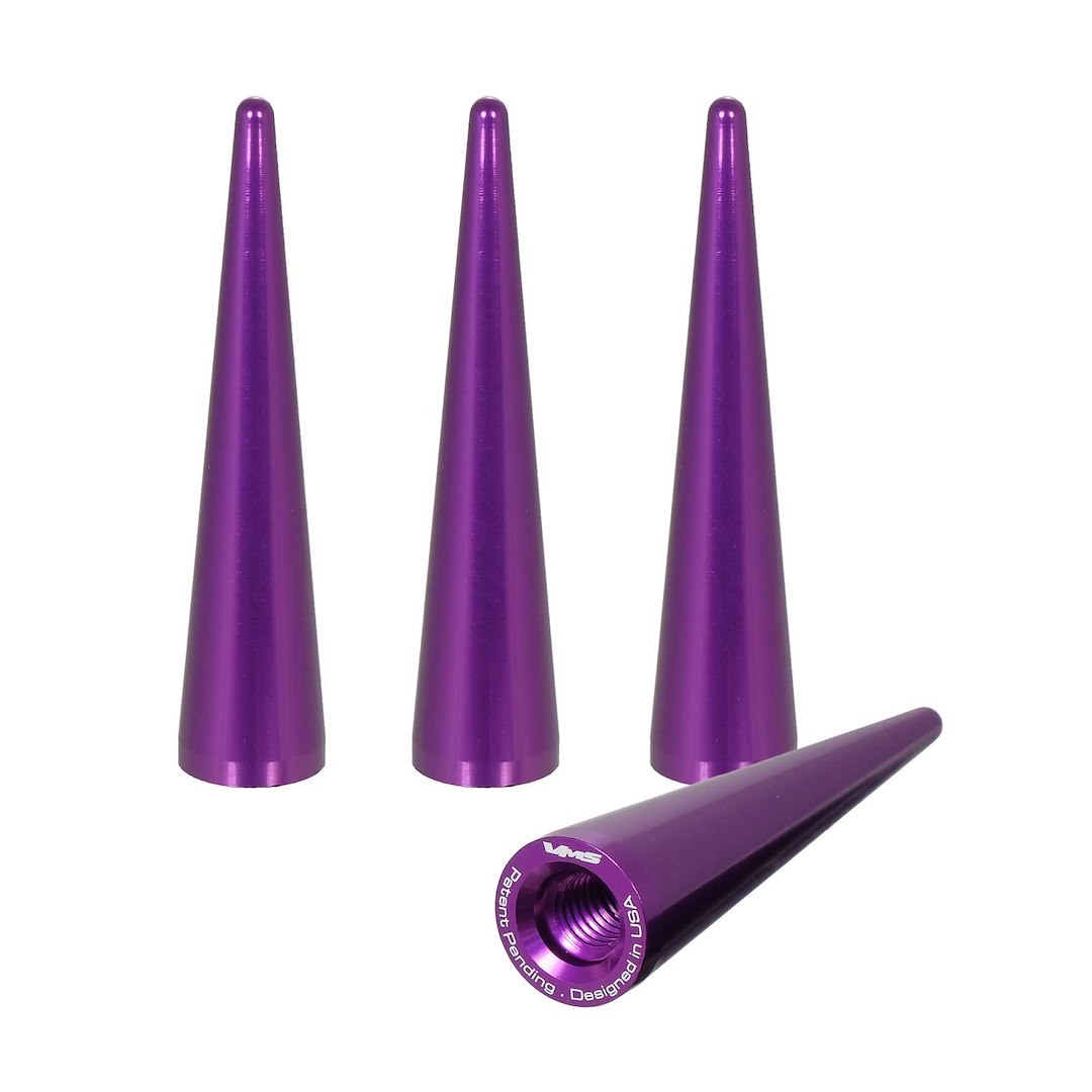 True Spike Lug Nut Cover, Anodized, Purple, Billet Aluminum, 73 Millimeter Length, Spike Style, Set of 4 – LGC002PR