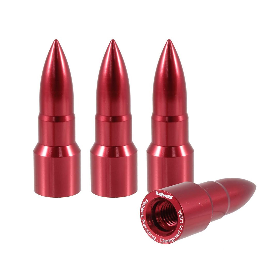 True Spike Lug Nut Cover, Anodized, Red, Billet Aluminum, 51 Millimeter Length, Bullet Style, Set of 4 – LGC004RD