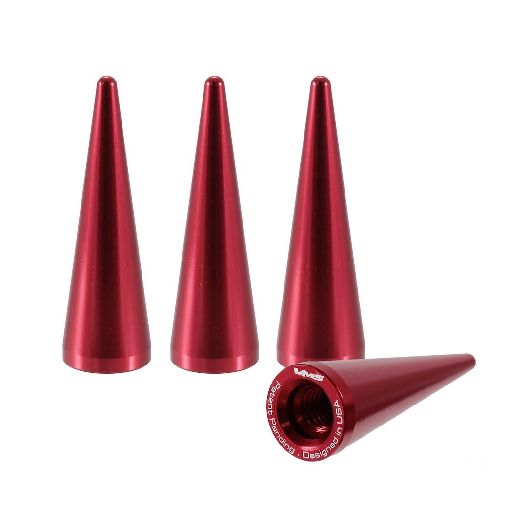 True Spike Lug Nut Cover, Anodized, Red, Billet Aluminum, 51 Millimeter Length, Spike Style, Set of 4 – LGC005RD