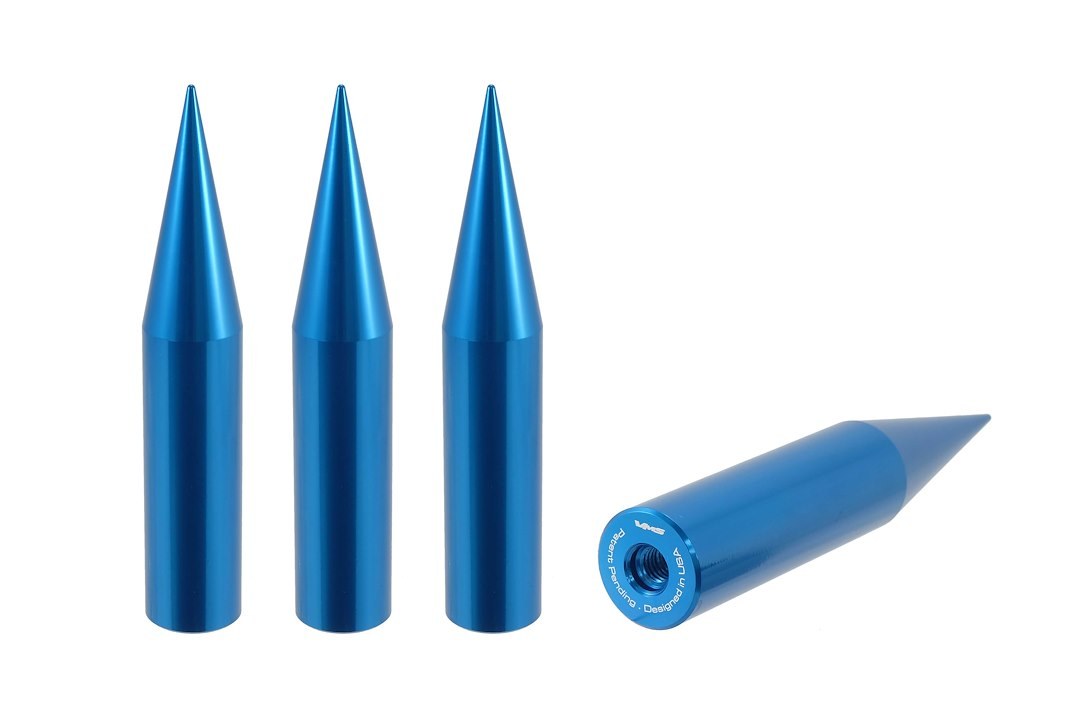 True Spike Lug Nut Cover, Anodized, Blue, Billet Aluminum, 136 Millimeter Length, Spike Style, Set of 4 – LGC015BL