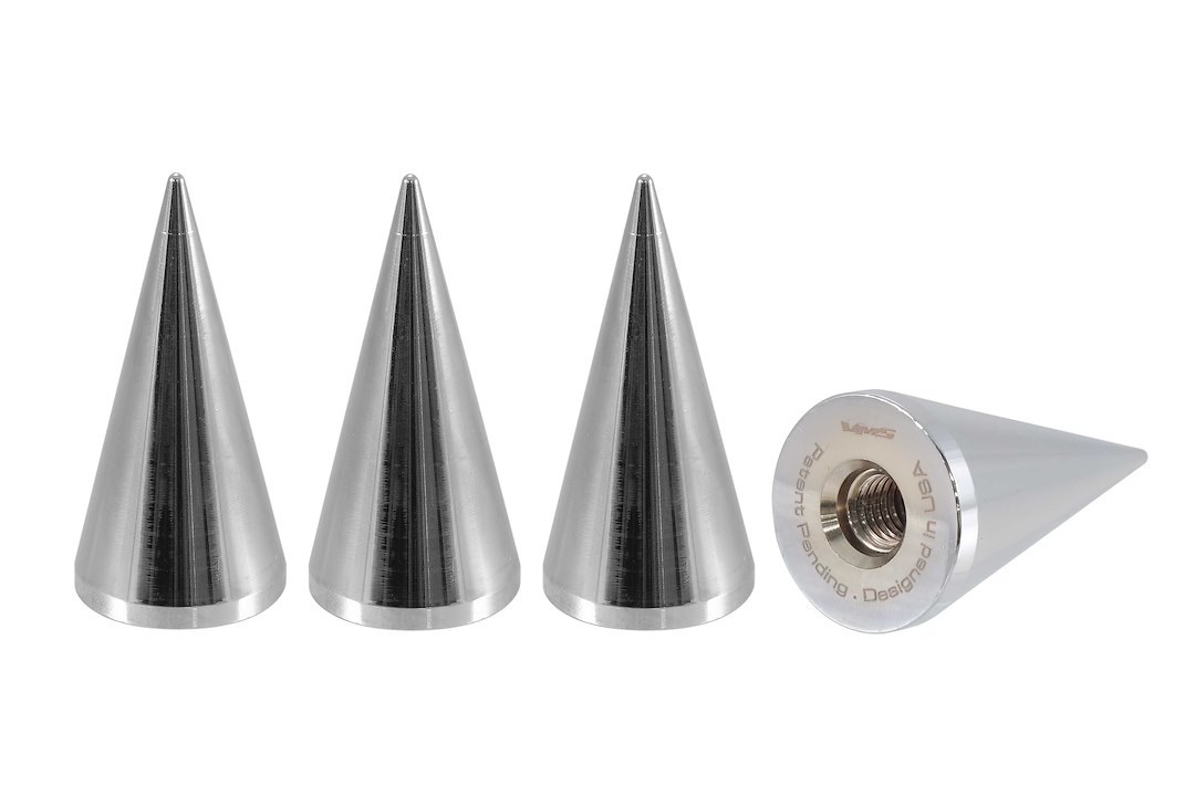 True Spike Lug Nut Cover, Chrome Plated, Billet Aluminum, 25 Millimeter Width, 51 Millimeter Height, Spike Style, Set of 4 – LGC020CR