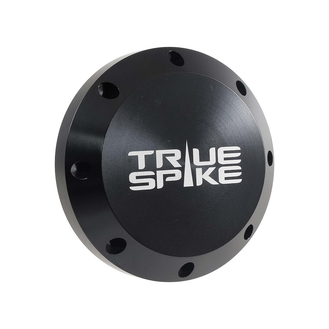 True Spike Wheel Center Cap, 4 Inch Diameter, Closed Style, Black, Billet Aluminum, Bolt on, Single – LGP786BK