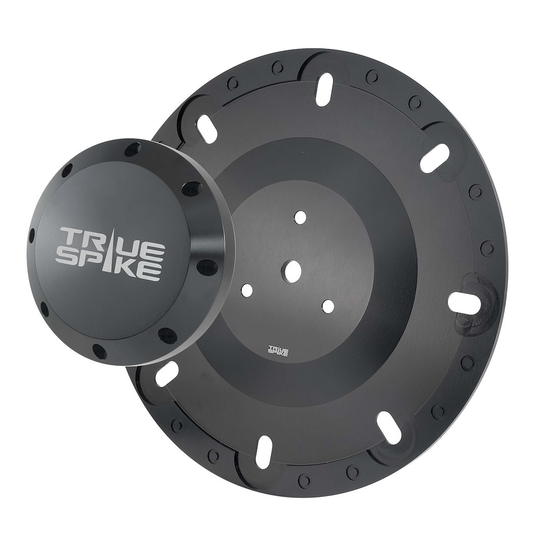 True Spike Wheel Center Cap, 4 Inch Diameter, Closed Style, Black, Billet Aluminum, Bolt on, Single – LGP786BK
