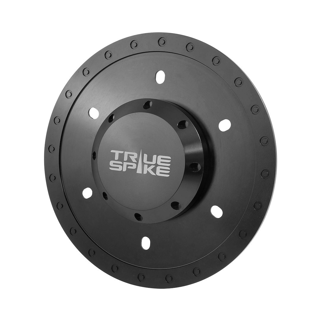 True Spike Wheel Center Cap, 4 Inch Diameter, Closed Style, Black, Billet Aluminum, Bolt on, Single – LGP786BK