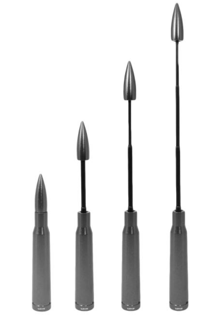 True Spike Antenna Mast, 5-1/2 Inches Collapsed and 12 Inches Extended Length, Bullet Design, Anodized, Gun Metal, Billet Aluminum – SA034GM