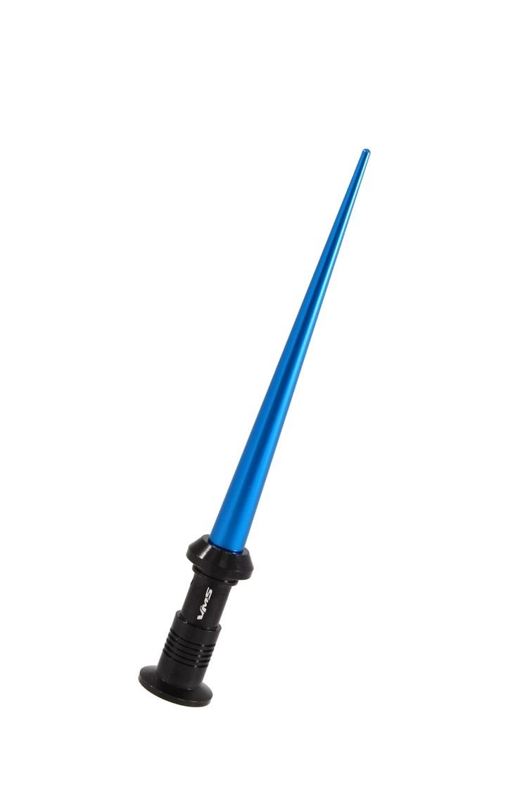 True Spike Antenna Mast, 4 Inch Length, Light Saber Design, Anodized, Blue, Billet Aluminum, With Antenna Car Screw Adapter and Studs – SA080BL