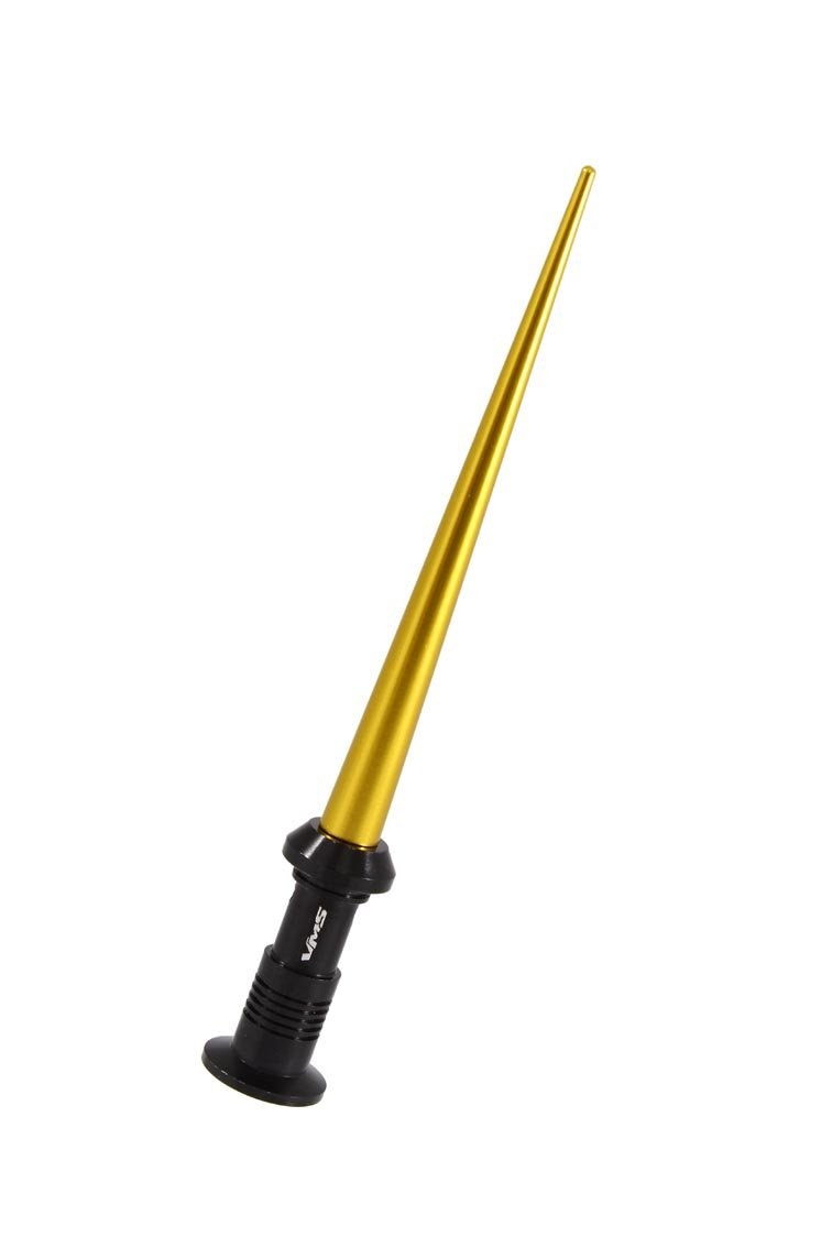 True Spike Antenna Mast, 4 Inch Length, Light Saber Design, Anodized, Gold, Billet Aluminum, With Antenna Car Screw Adapter and Studs – SA080GD