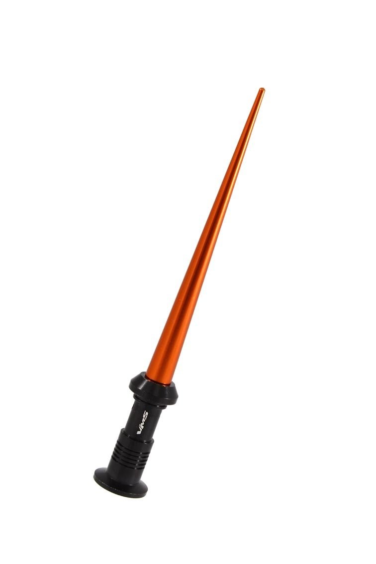 True Spike Antenna Mast, 4 Inch Length, Light Saber Design, Anodized, Orange, Billet Aluminum, With Antenna Car Screw Adapter and Studs – SA080OG