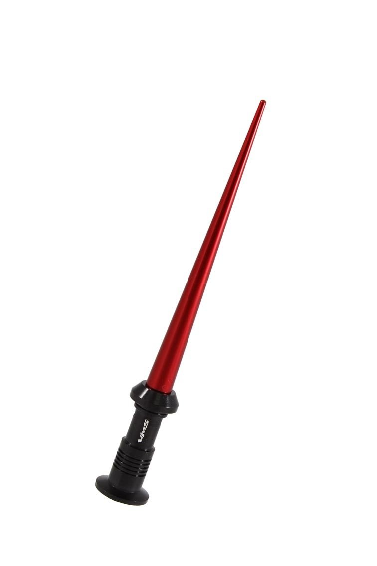 True Spike Antenna Mast, 4 Inch Length, Light Saber Design, Anodized, Red, Billet Aluminum, With Antenna Car Screw Adapter and Studs – SA080RD
