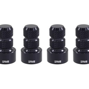 True Spike Valve Stem Cap, Black, Billet Aluminum, Set of 4 Caps, With Knurled Finger Grip – WVC002BK