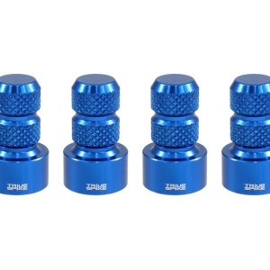 True Spike Valve Stem Cap, Blue, Billet Aluminum, Set of 4 Caps, With Knurled Finger Grip – WVC002BL