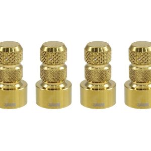 True Spike Valve Stem Cap, Gold, Billet Aluminum, Set of 4 Caps, With Knurled Finger Grip – WVC002CG